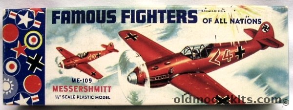 Aurora 1/48 Me-109 Brooklyn Famous Fighters of All Nations (Bf-109), 55-59 plastic model kit